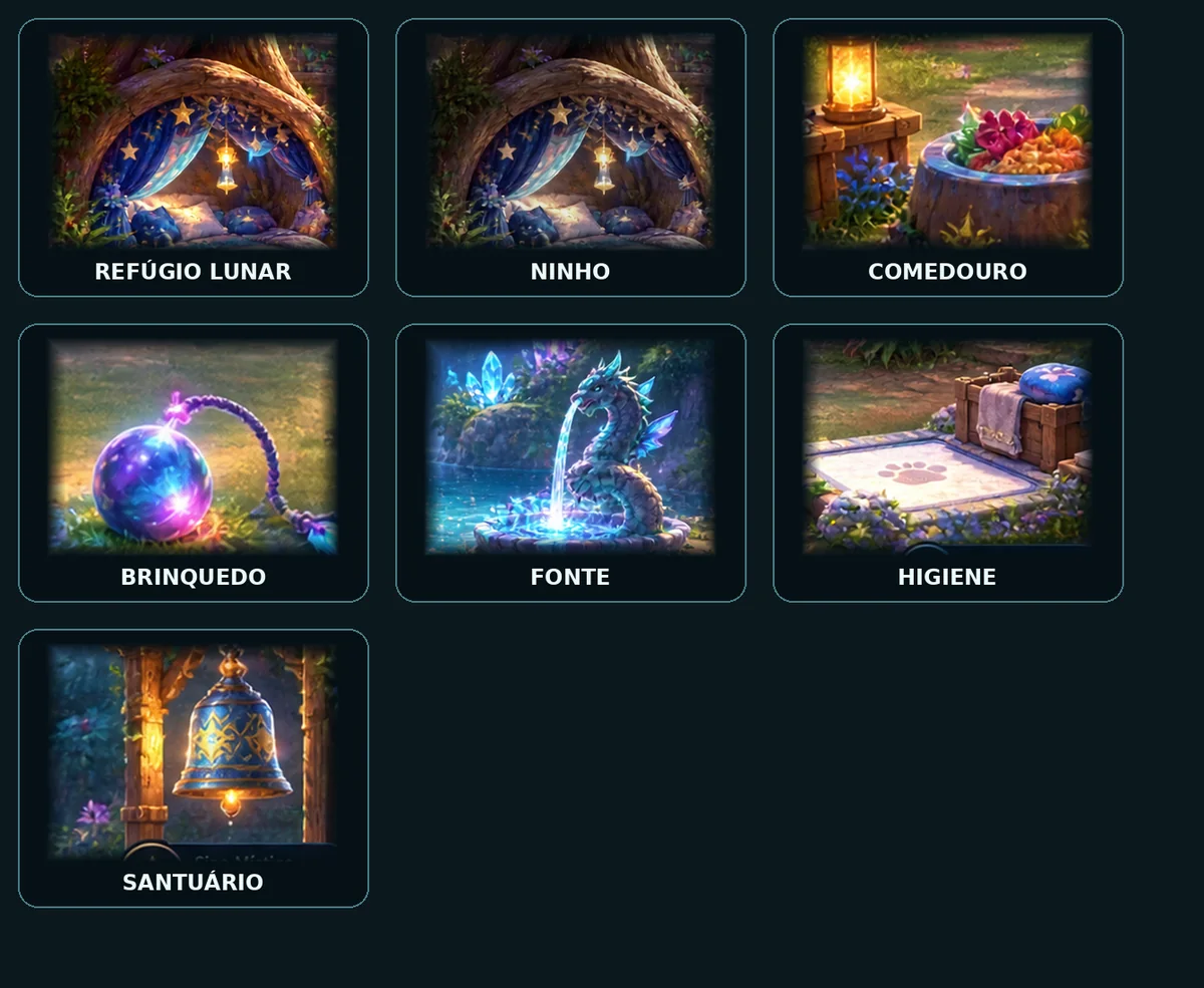 Cards visuais dos objetos do habitat